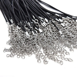 100pcs Wax Line Necklace Pendant Charms Cord with Lobster Clasp 1.5mm, 18inch