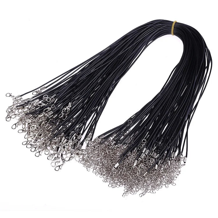 100pcs Wax Line Necklace Pendant Charms Cord Beads String Lobster Clasp