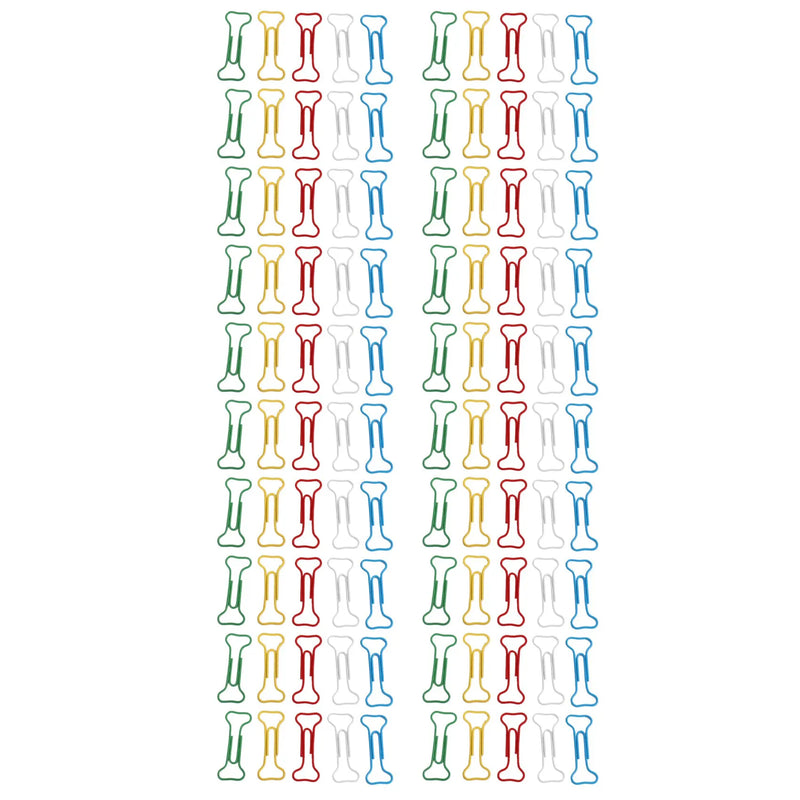 100pcs Multicolor Bone Shape Paper Clips