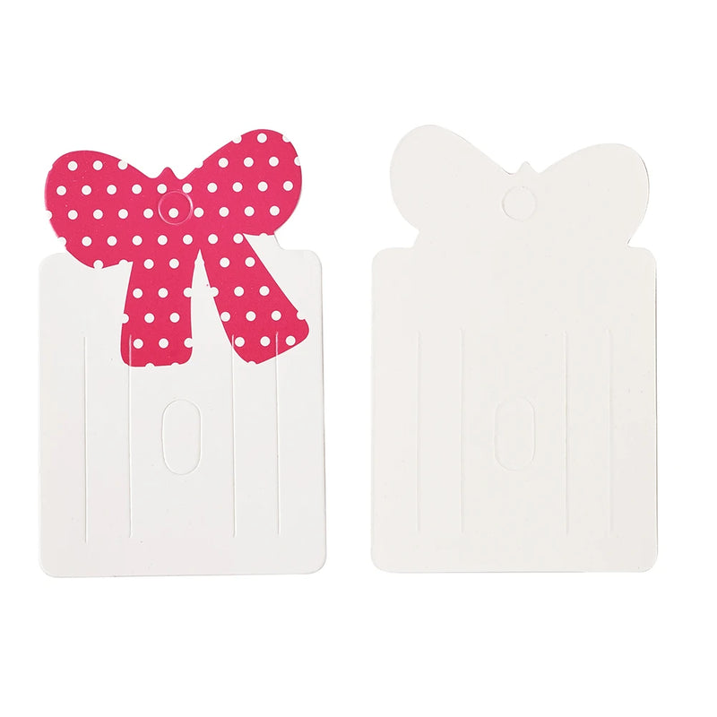 100pcs Bowknot Hair Clip Display Paper Cards Rectangle
