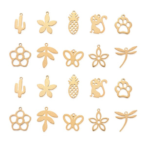 100pcs/Box 304 Stainless Steel Pendants Mix Charms for DIY Jewelry Making