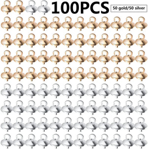 100pcs Brass Cup Pearl Peg Bails for DIY Craft Jewelry, 2 Colors