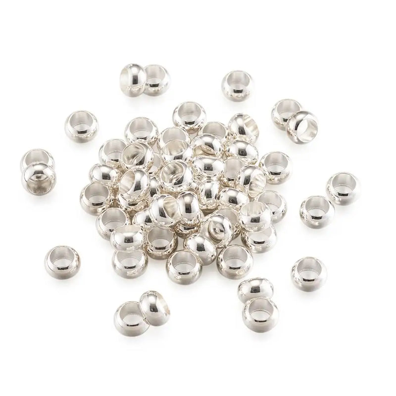 100pcs Brass Large Hole Rondelle Beads for Jewelry Making, 7x4mm