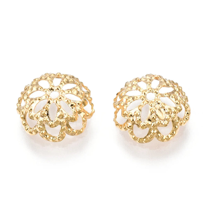 100pcs Brass Flower Bead Caps 8.5x3mm DIY Jewelry Making