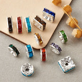 100pcs Brass Rhinestone Spacer Beads Silver Plated for Jewelry Making DIY
