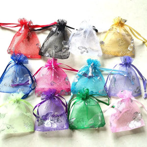 100pcs Butterfly Pouch Gift Drawstring Pocket Candy Bags