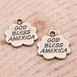 100pcs God Bless America Pendants DIY Jewelry Making Antique Bronze Charm