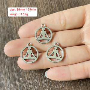 100pcs Charm Sun Yoga Metal Pendant for Jewelry Making DIY