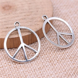 100pcs Peace Symbol Charms DIY Jewelry Findings Antique Silver Alloy Charms