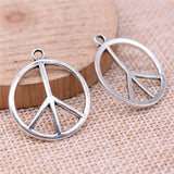 100pcs Peace Symbol Charms DIY Jewelry Findings Antique Silver Alloy Charms