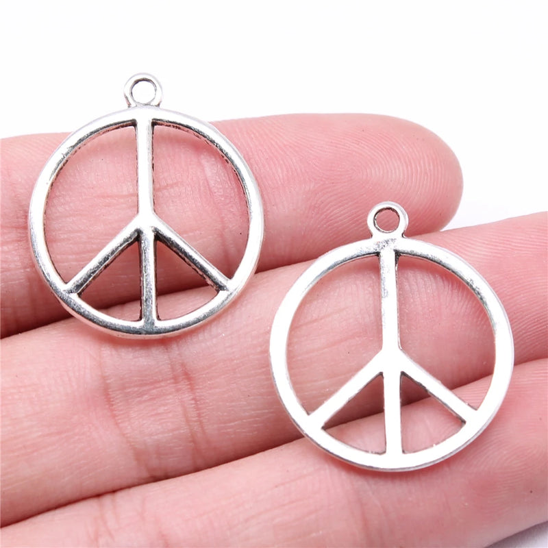 100pcs Peace Symbol Charms DIY Jewelry Findings Antique Silver Alloy Charms