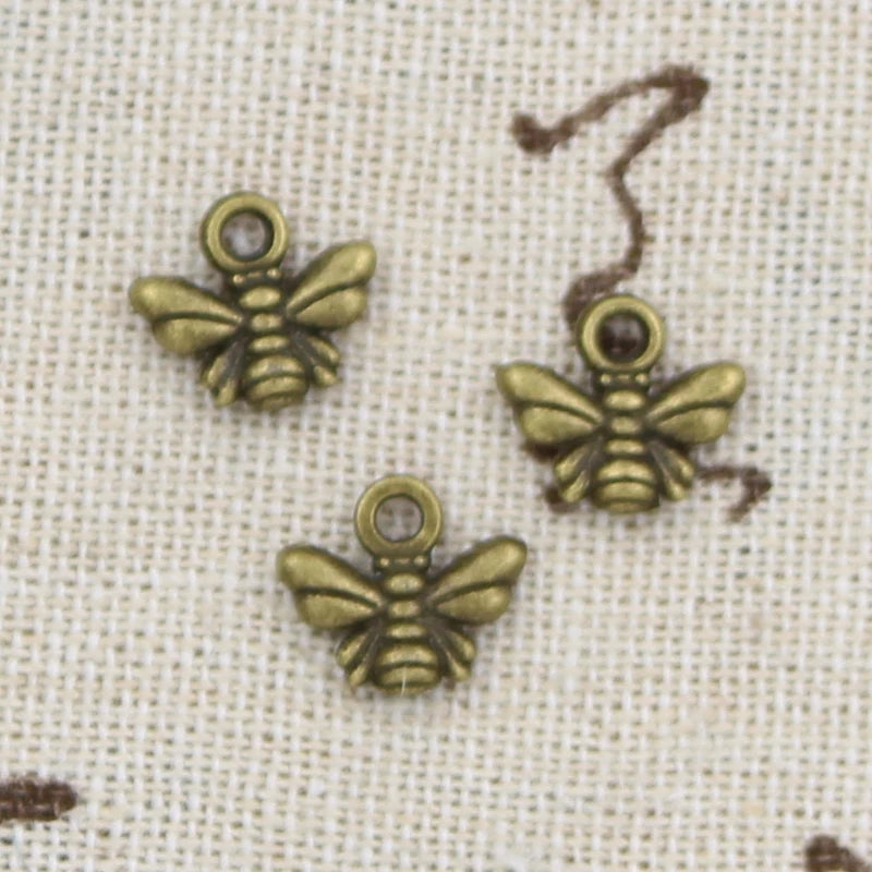 100pcs Bee Charms 10x11mm Antique Bronze Silver Pendants DIY Tibetan Jewelry