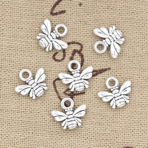 100pcs Bee Charms 10x11mm Antique Bronze Silver Pendants DIY Tibetan Jewelry