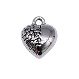 100pcs 12x10mm 3D Heart Charms DIY Jewelry Findings Antique Silver Alloy