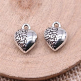 100pcs 12x10mm 3D Heart Charms DIY Jewelry Findings Antique Silver Alloy
