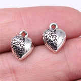 100pcs 12x10mm 3D Heart Charms DIY Jewelry Findings Antique Silver Alloy