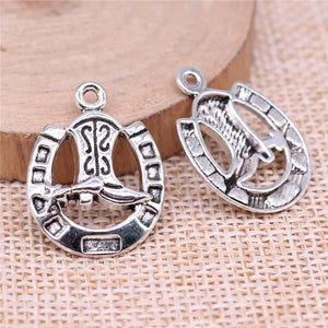 100pcs Horse Shoe Charms 25x19mm DIY Jewelry Findings Antique Silver