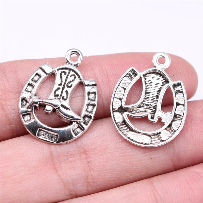 100pcs Horse Shoe Charms 25x19mm DIY Jewelry Findings Antique Silver