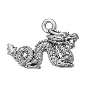 100pcs Antique Silver Dragon Charms 21x14.5mm for Jewelry Making