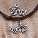 100pcs Antique Silver Dragon Charms 21x14.5mm for Jewelry Making