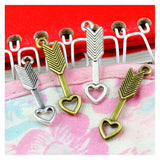 100pcs Arrow Heart Charms 7x30mm DIY Jewelry Making Pendants