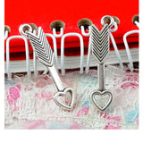 100pcs Arrow Heart Charms 7x30mm DIY Jewelry Making Pendants