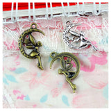 100pcs Angel Moon Star Charms 26x16mm Silver Plated DIY Jewelry