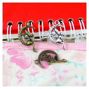 100pcs Angel Moon Star Charms 26x16mm Silver Plated DIY Jewelry