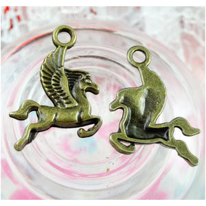 100pcs Flying Horse Charms 23.5x15mm Silver Bronze Pendants DIY Jewelry