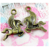 100pcs Flying Horse Charms 23.5x15mm Silver Bronze Pendants DIY Jewelry