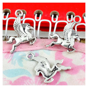 100pcs Flying Horse Charms 23.5x15mm Silver Bronze Pendants DIY Jewelry