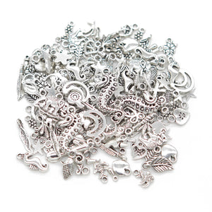 100pcs Mixed Tibetan Silver Metal Charms for Jewelry Making DIY