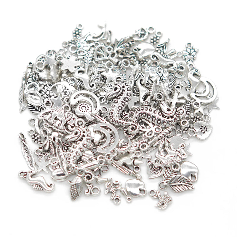 100pcs Mixed Tibetan Silver Metal Charms for Jewelry Making DIY