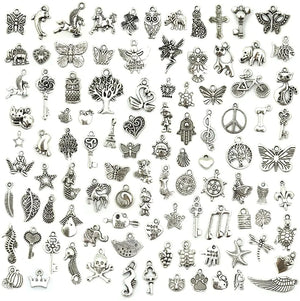 100pcs Mixed Tibetan Silver Metal Charms for Jewelry Making DIY