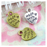 100pcs Heart Love Charms 12x10mm Craft Pendant Vintage Bronze Antique Silver