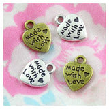 100pcs Heart Love Charms 12x10mm Craft Pendant Vintage Bronze Antique Silver