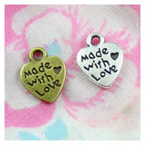 100pcs Heart Love Charms 12x10mm Craft Pendant Vintage Bronze Antique Silver