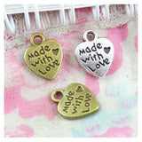100pcs Heart Love Charms 12x10mm Craft Pendant Vintage Bronze Antique Silver