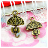 100pcs Umbrella Charms Antique Bronze Pendants DIY Jewelry
