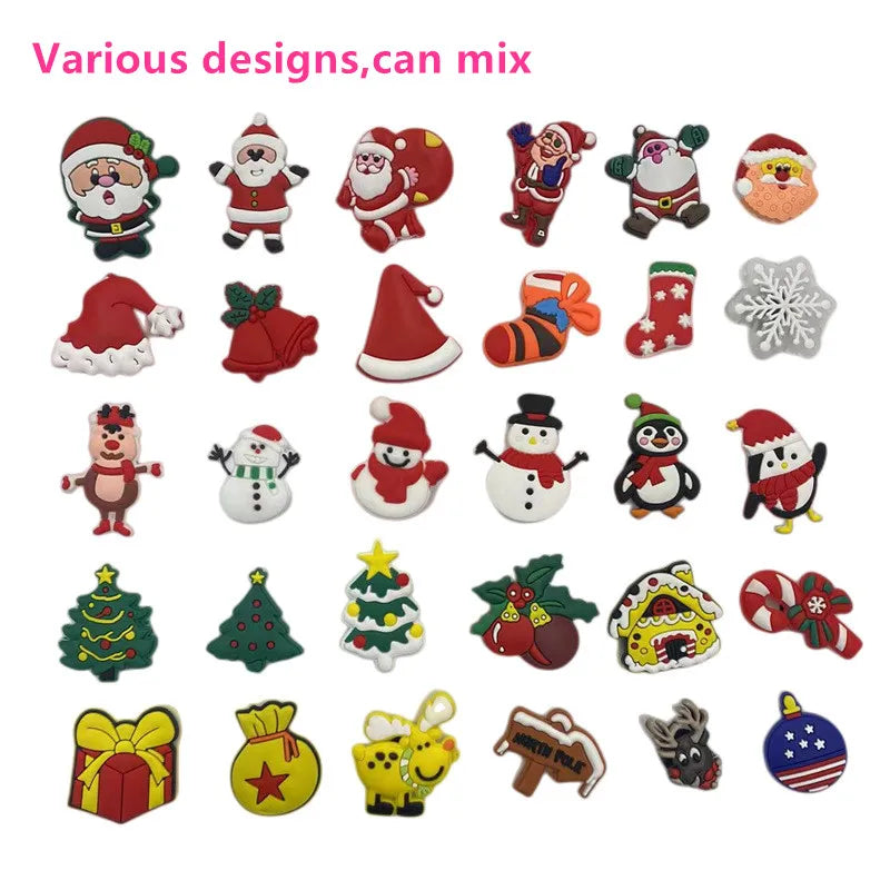 100pcs Christmas Shoe Charm OPB097 DIY Snowman Santa Night Accessory