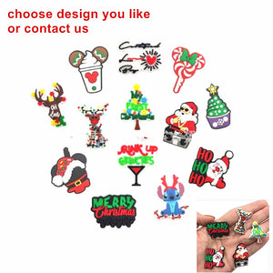 100pcs Christmas PVC Shoe Charm OPB095 DIY David's Deer Santa Claus Bracelet