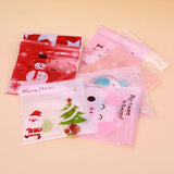 100pcs Santa Claus Christmas Cookie Bags 10*10+3cm