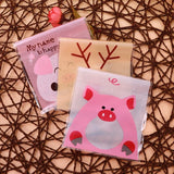 100pcs Santa Claus Christmas Cookie Bags 10*10+3cm