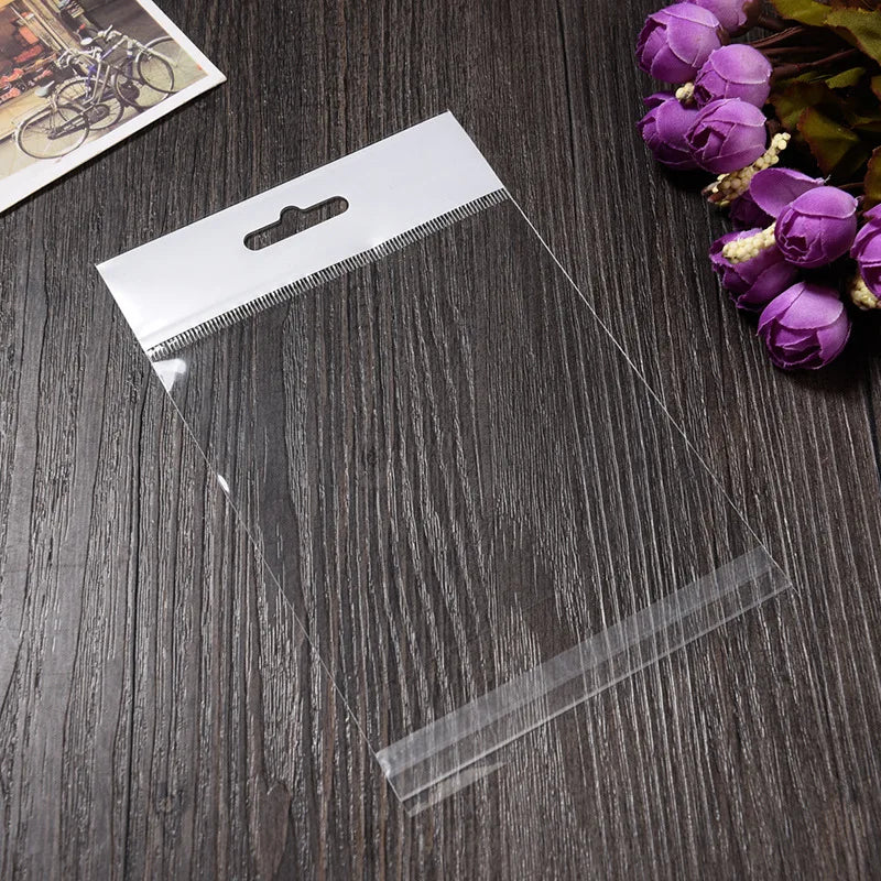 100pcs Clear Jewelry Display Packaging Pouches 10*13.5cm Self-adhesive Plastic