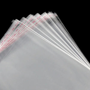 100pcs Clear Plastic Cellophane Bags 20x34cm Self Adhesive Seal Opp Bags