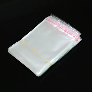 100pcs Clear Plastic Cellophane Bags 20x34cm Self Adhesive Seal Opp Bags