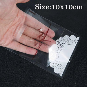 100 Clear Self Seal Adhesive Poly Bags 7x7-16x20cm Lace Bow Jewelry Package