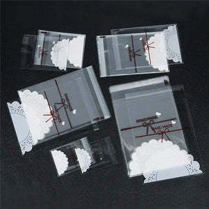100 Clear Self Seal Adhesive Poly Bags 7x7-16x20cm Lace Bow Jewelry Package