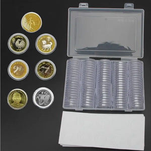 100pcs Coin Storage Box Adjustable Plastic Coin Collection Case