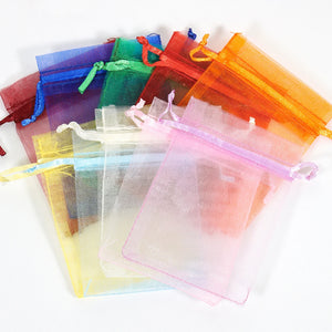 100pcs Colorful Drawstring Organza Bags Gift Packaging Bags DIY Jewelry Packing